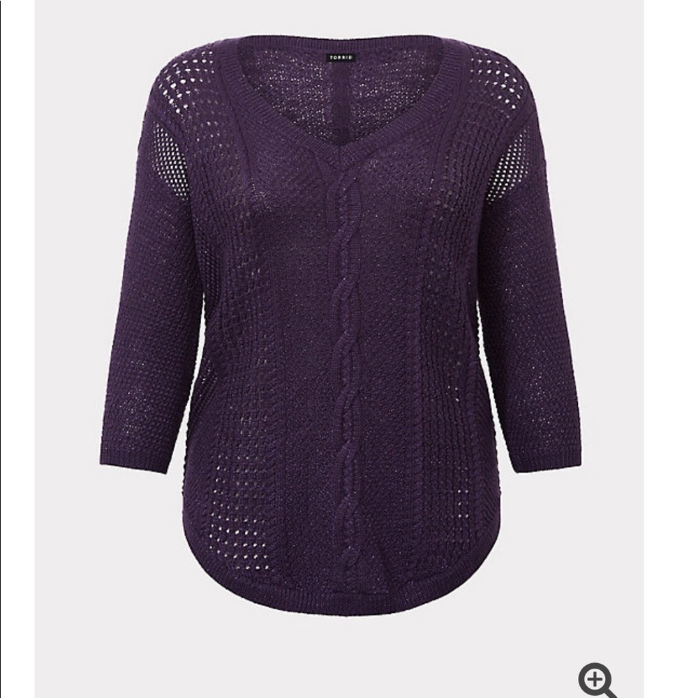 Torrid purple pointelle tunic sweater. Size 1